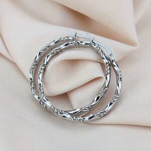 Stainless Steel Twisted Hoop Earrings
